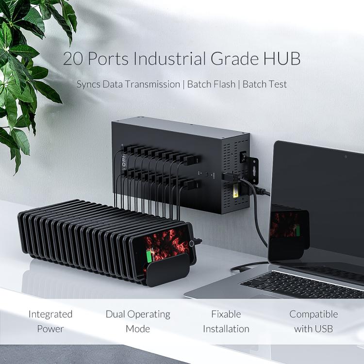 Hub USB 2.0 ORICO IH20P a 20 porte con alimentatore 150W
