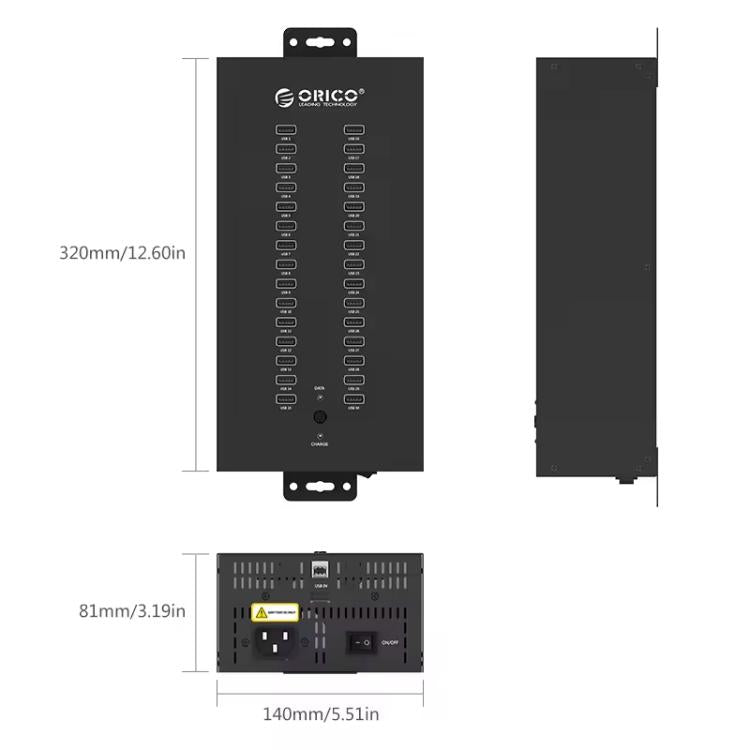 Hub USB 2.0 ORICO IH30P con 30 porte e alimentatore 300W