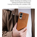 Custodia in pelle con design scorrevole per fotocamera Samsung Galaxy S25 Edge