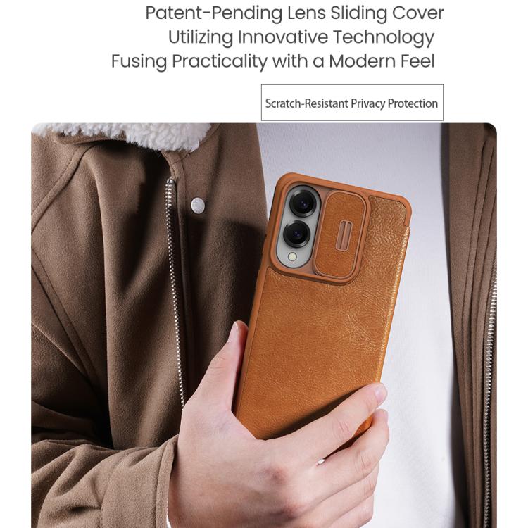 Custodia in pelle con design scorrevole per fotocamera Samsung Galaxy S25 Edge