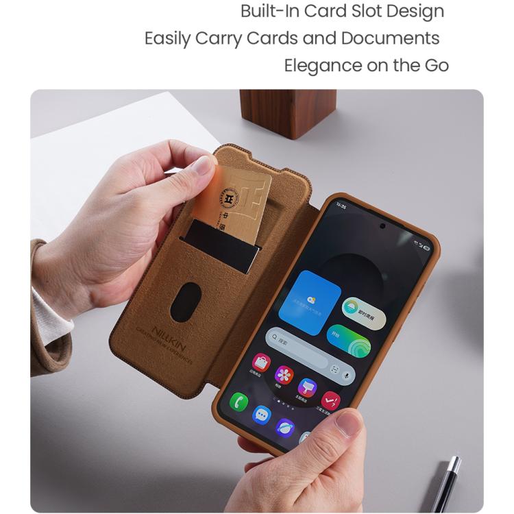 Custodia in pelle con design scorrevole per fotocamera Samsung Galaxy S25 Edge