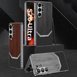 Custodia in pelle e legno con copertura completa per Samsung Galaxy S26 e S25