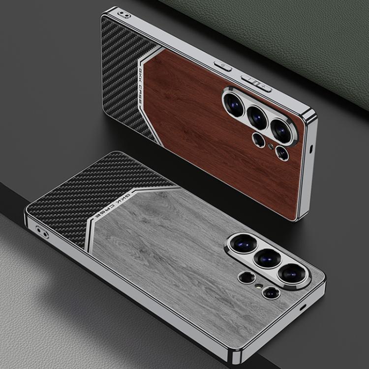 Custodia in pelle e legno con copertura completa per Samsung Galaxy S26 e S25