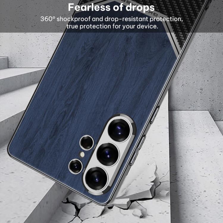 Custodia in pelle e legno con copertura completa per Samsung Galaxy S26 e S25