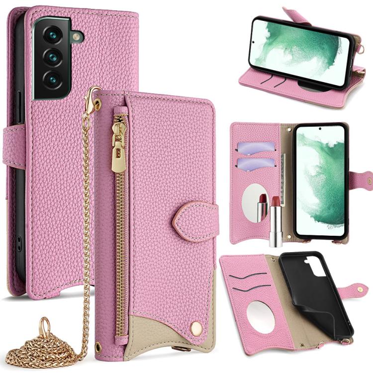Custodia in pelle Litchi a coda di pesce con catena per Samsung Galaxy S21, S21+