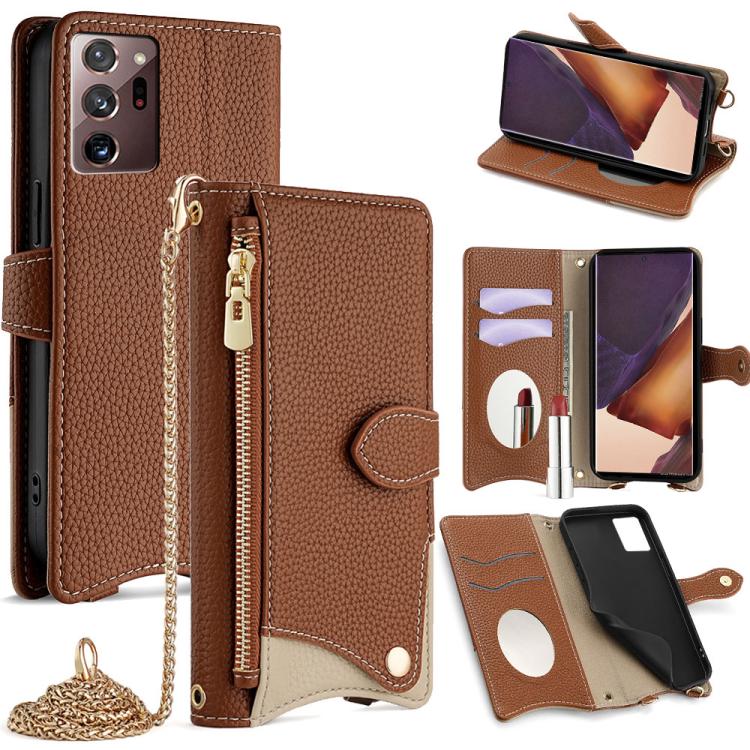 Custodia in pelle Litchi a coda di pesce con catena per Samsung Galaxy S21, S21+