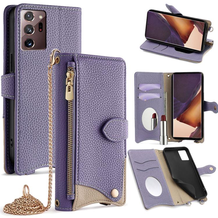 Custodia in pelle Litchi a coda di pesce con catena per Samsung Galaxy S21, S21+