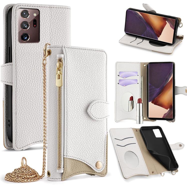 Custodia in pelle Litchi a coda di pesce con catena per Samsung Galaxy S21, S21+