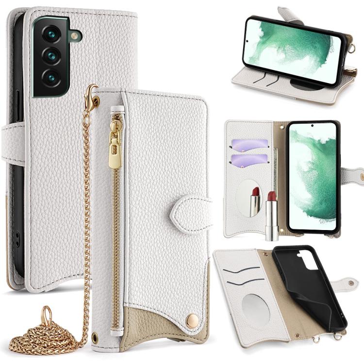 Custodia in pelle Litchi a coda di pesce con catena per Samsung Galaxy S23, S22