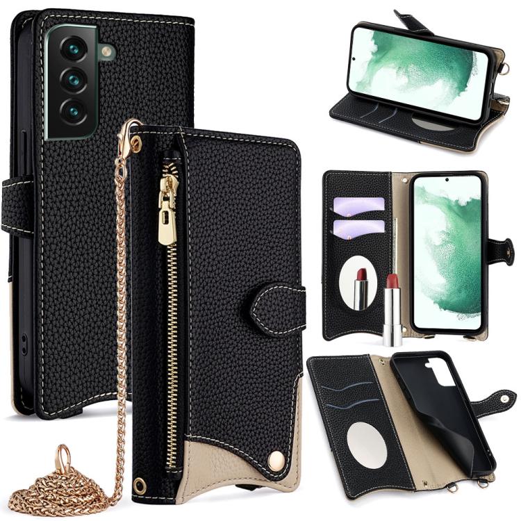 Custodia in pelle Litchi a coda di pesce con catena per Samsung Galaxy S23, S22