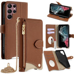 Custodia in pelle Litchi a coda di pesce con catena per Samsung Galaxy S23, S22
