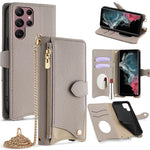 Custodia in pelle Litchi a coda di pesce con catena per Samsung Galaxy S23, S22
