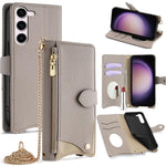 Custodia in pelle Litchi a coda di pesce con catena per Samsung Galaxy S23, S22
