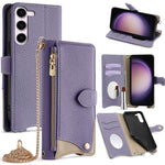 Custodia in pelle Litchi a coda di pesce con catena per Samsung Galaxy S23, S22