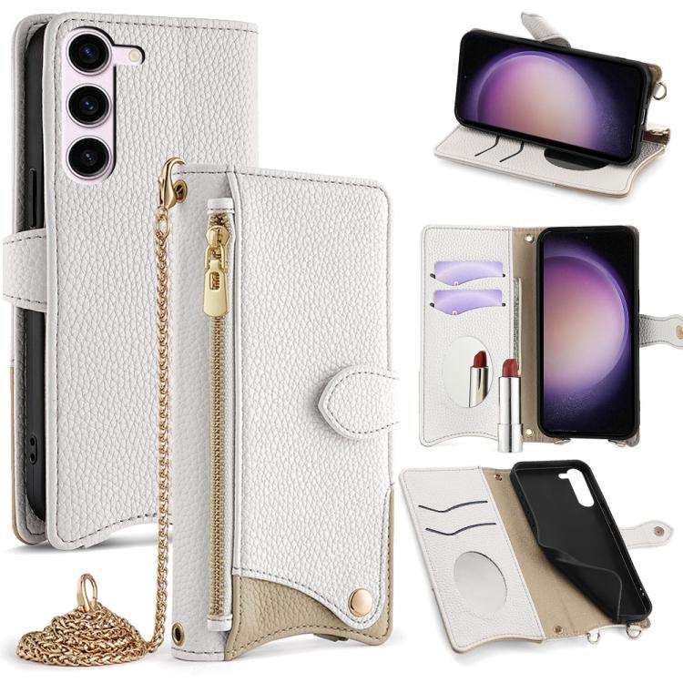 Custodia in pelle Litchi a coda di pesce con catena per Samsung Galaxy S23, S22