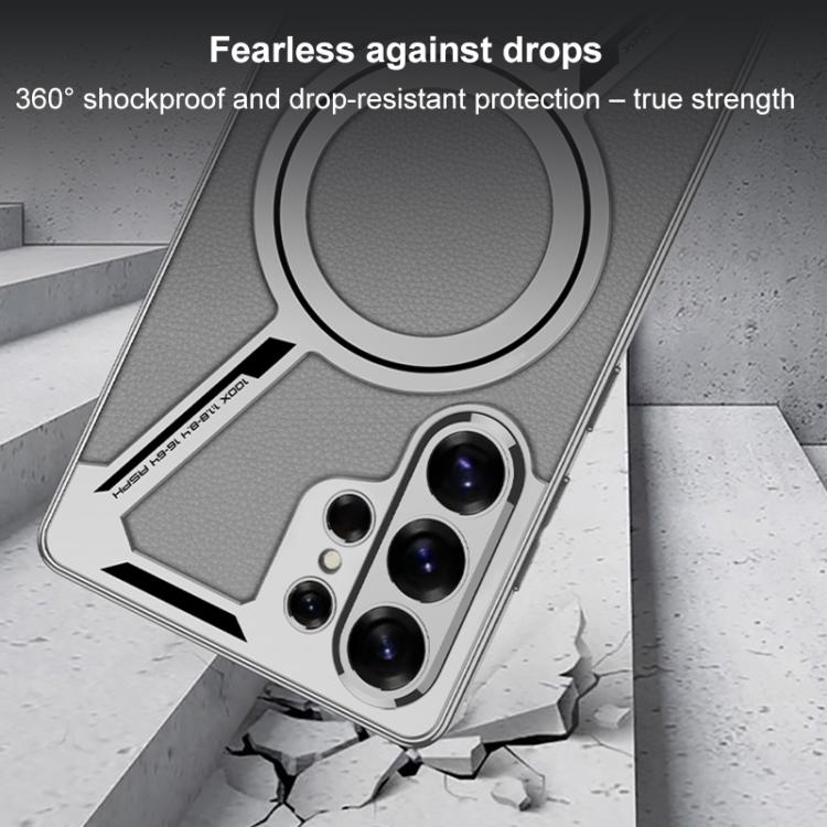 Custodia MagSafe a forma di Z in pelle galvanizzata per Samsung Galaxy S26 e S25