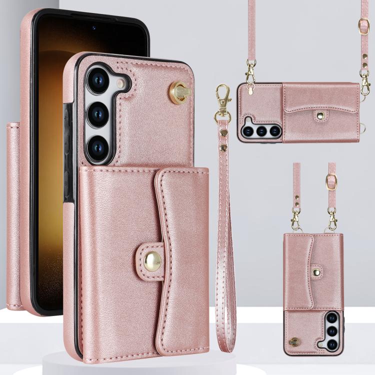 Custodia telefono con slot per schede RFID e cordino per Samsung Galaxy S25+