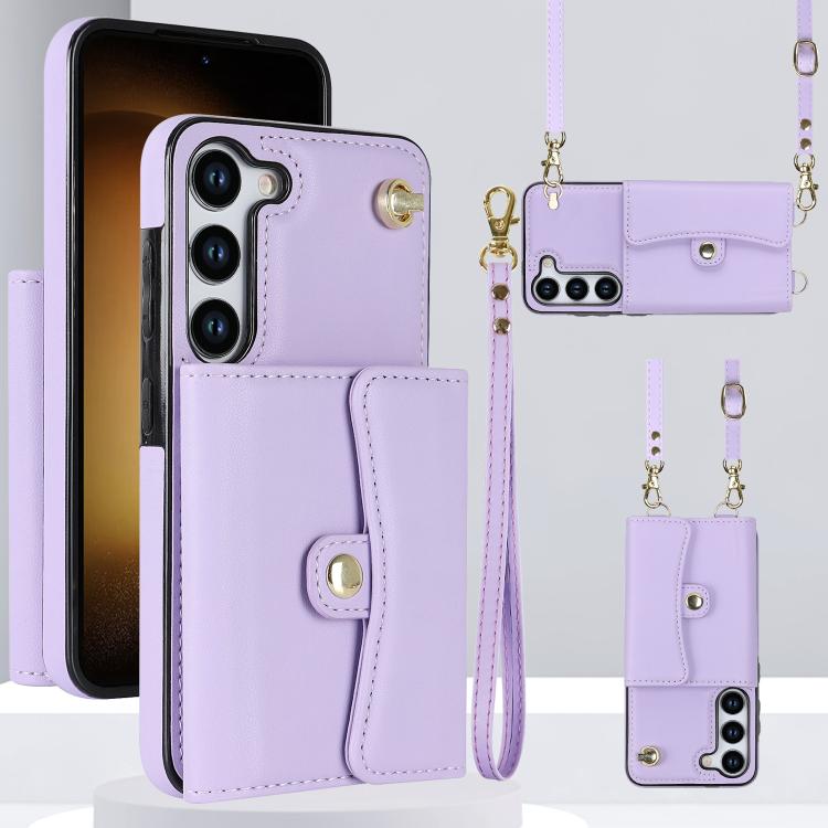 Custodia telefono con slot per schede RFID e cordino per Samsung Galaxy S25+