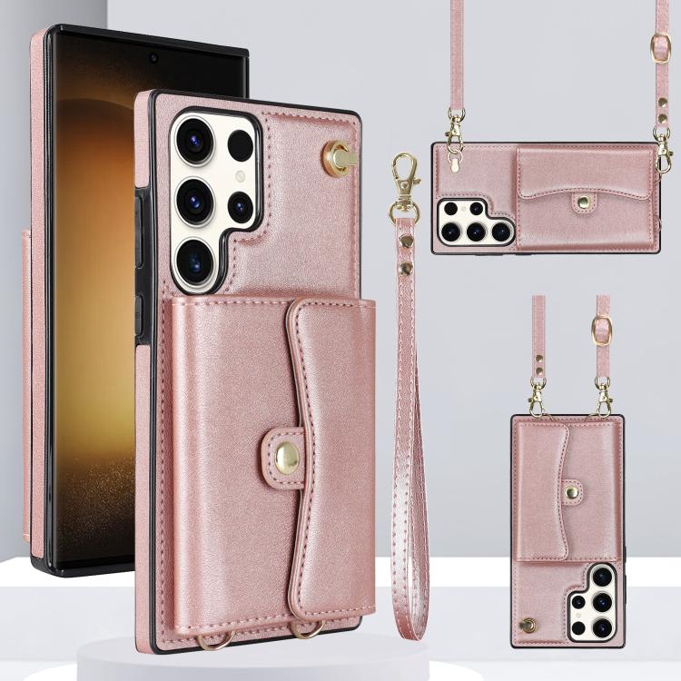 Custodia telefono con slot per schede RFID e cordino per Samsung Galaxy S25+
