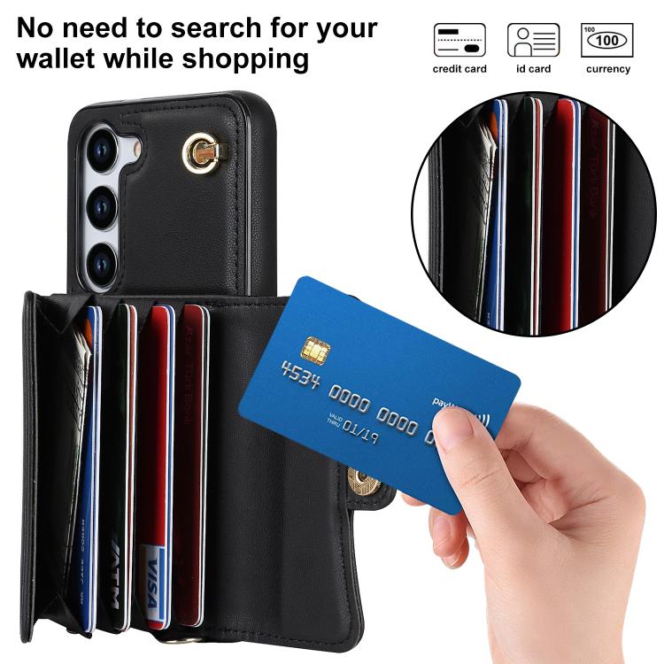 Custodia telefono con slot per schede RFID e cordino per Samsung Galaxy S25+