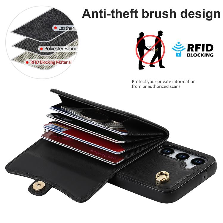 Custodia telefono con slot per schede RFID e cordino per Samsung Galaxy S25+