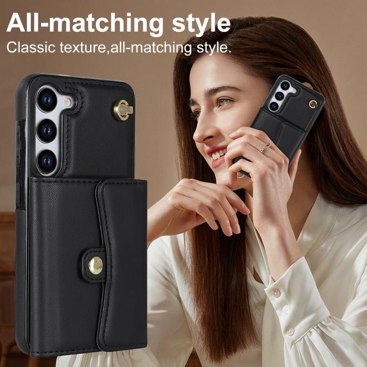 Custodia telefono con slot per schede RFID e cordino per Samsung Galaxy S25+