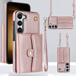 Custodia telefono con slot per schede RFID e cordino per Samsung Galaxy S25+