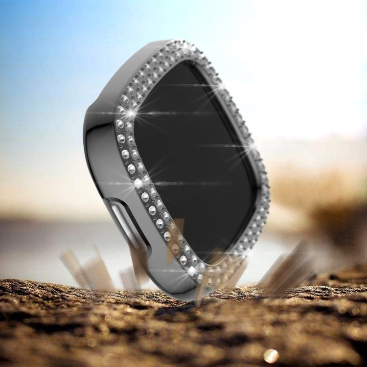 Custodia protettiva per PC con diamanti a doppia fila, For Fitbit Versa 3 / Versa Sense