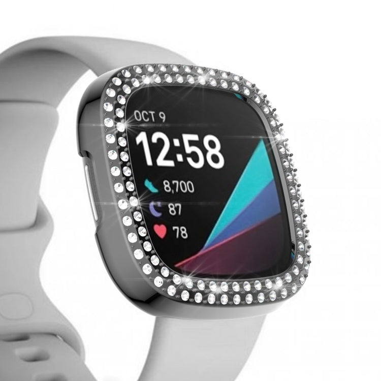Custodia protettiva per PC con diamanti a doppia fila, For Fitbit Versa 3 / Versa Sense