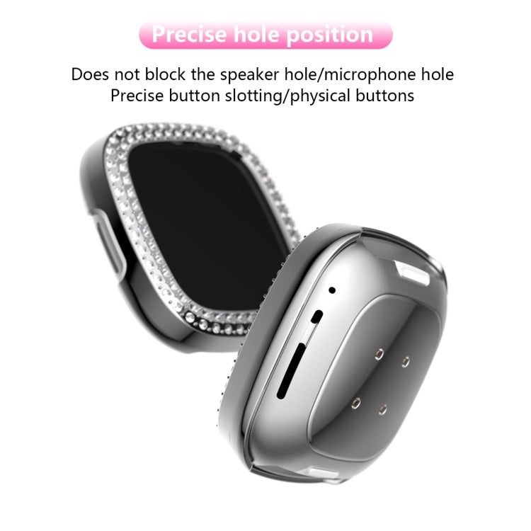 Custodia protettiva per PC con diamanti a doppia fila, For Fitbit Versa 3 / Versa Sense
