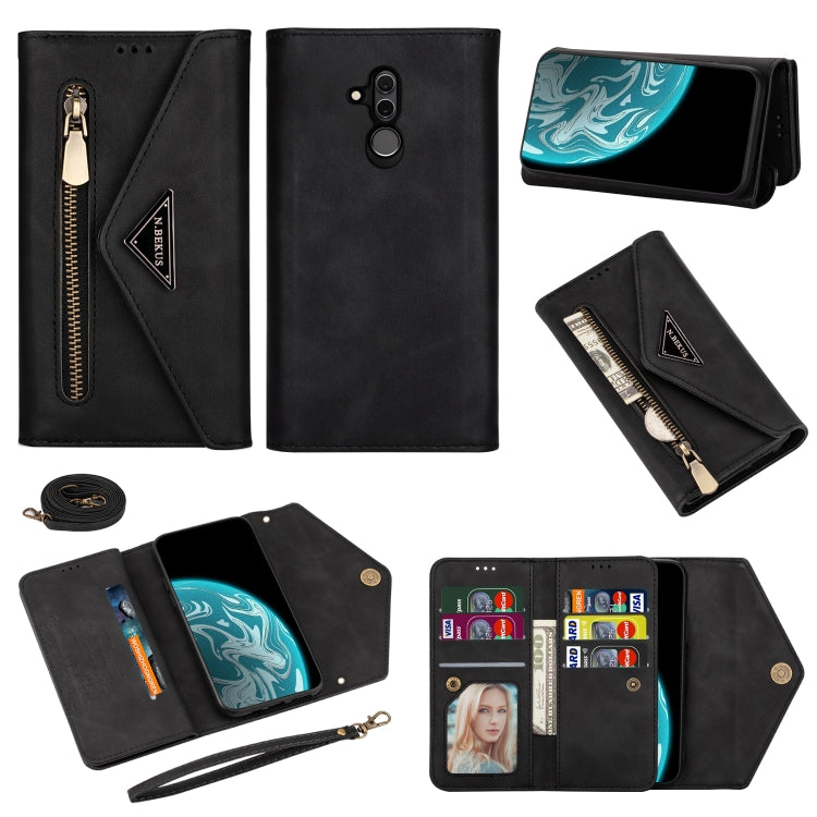 Custodia pelle flip orizzontale con cerniera per Huawei Mate 20 Lite / Maimang 7
