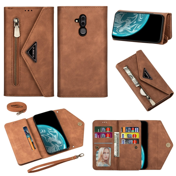 Custodia pelle flip orizzontale con cerniera per Huawei Mate 20 Lite / Maimang 7