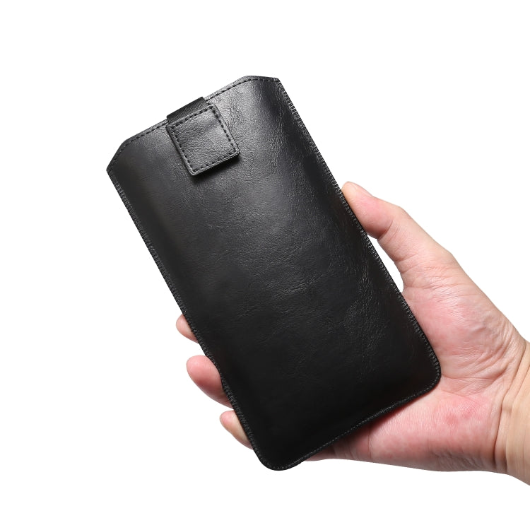 Custodia marsupio in pelle per smartphone 4.7-5.2 pollici nero