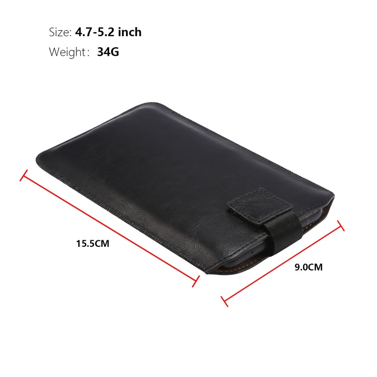 Custodia marsupio in pelle per smartphone 4.7-5.2 pollici nero