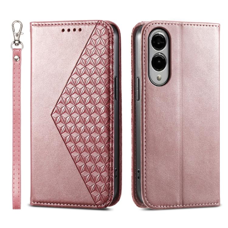 Custodia in pelle con texture a griglia cubica e chiusura magnetica per Galaxy