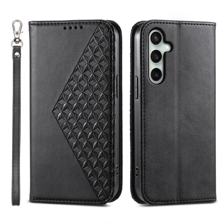 Custodia in pelle con texture a griglia cubica e chiusura magnetica per Galaxy