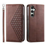 Custodia in pelle con texture a griglia cubica e chiusura magnetica per Galaxy