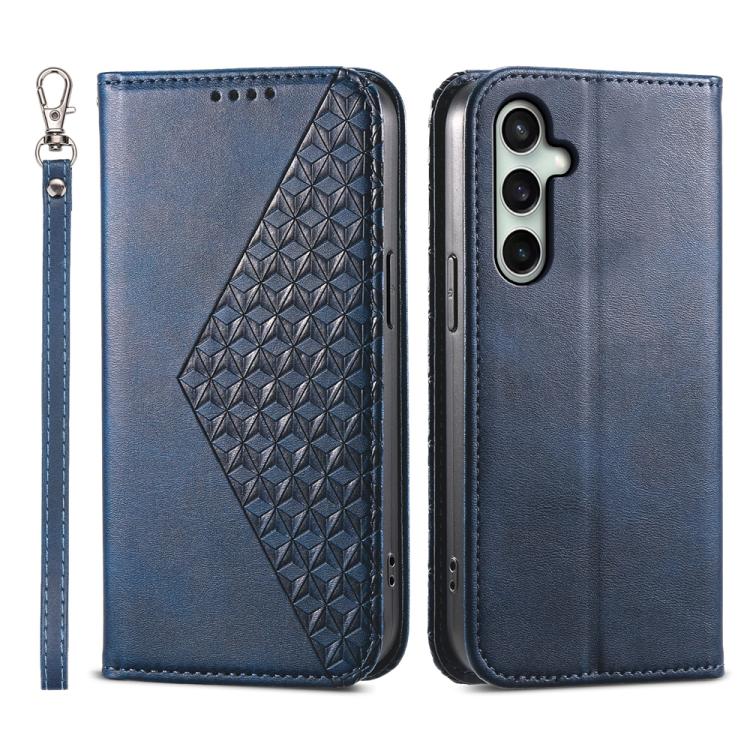 Custodia in pelle con texture a griglia cubica e chiusura magnetica per Galaxy
