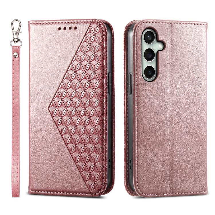 Custodia in pelle con texture a griglia cubica e chiusura magnetica per Galaxy