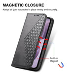 Custodia in pelle con texture a griglia cubica e chiusura magnetica per Galaxy