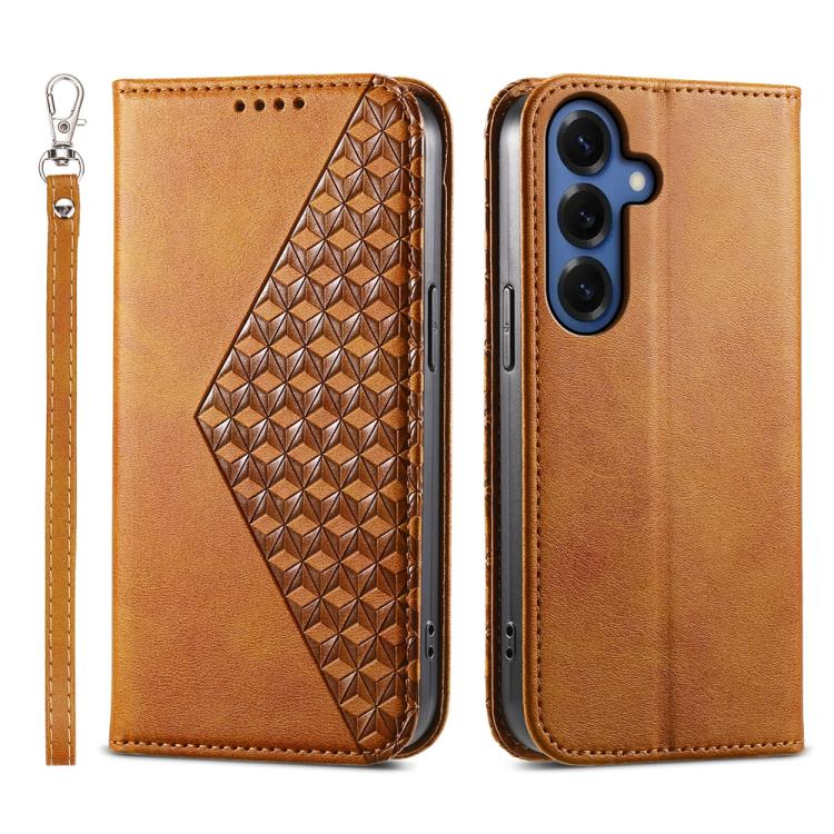 Custodia in pelle con texture a griglia cubica e chiusura magnetica per Galaxy