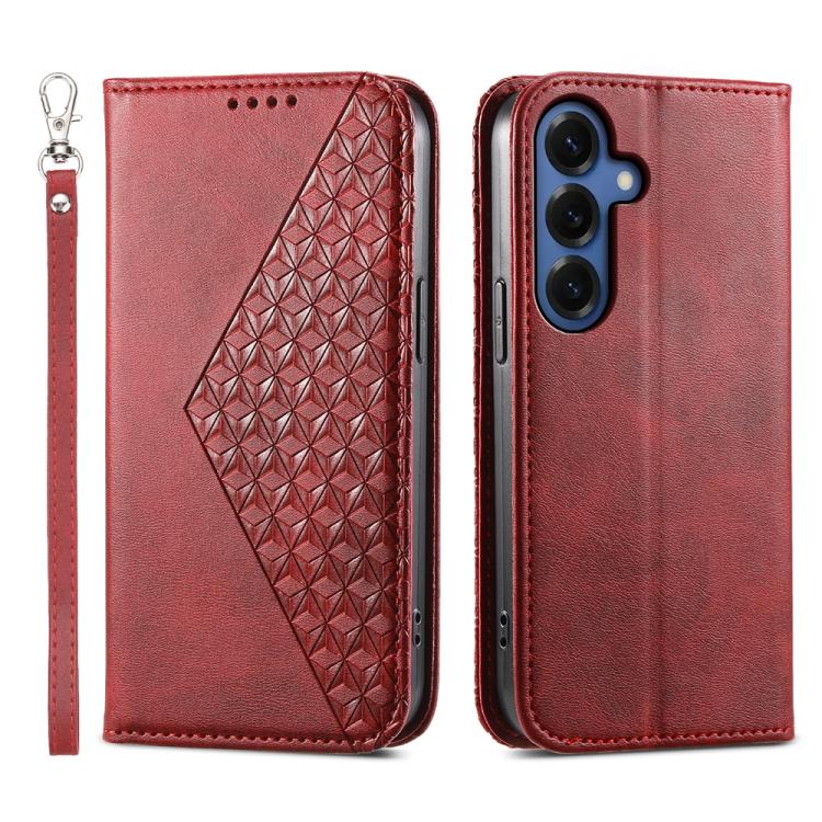 Custodia in pelle con texture a griglia cubica e chiusura magnetica per Galaxy