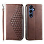 Custodia in pelle con texture a griglia cubica e chiusura magnetica per Galaxy