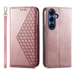 Custodia in pelle con texture a griglia cubica e chiusura magnetica per Galaxy