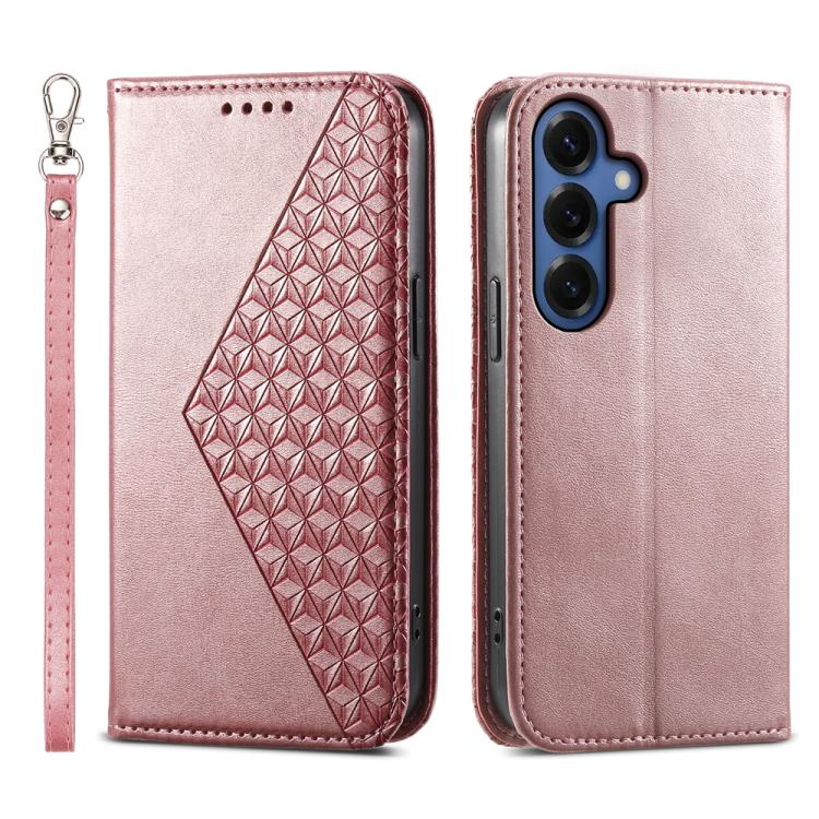 Custodia in pelle con texture a griglia cubica e chiusura magnetica per Galaxy