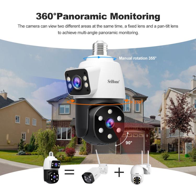 Lampadina con telecamera 4MP HD dual lens E27 IP66