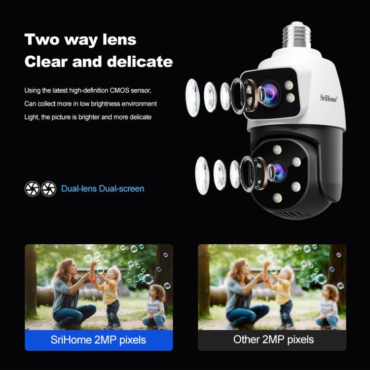 Lampadina con telecamera 4MP HD dual lens E27 IP66