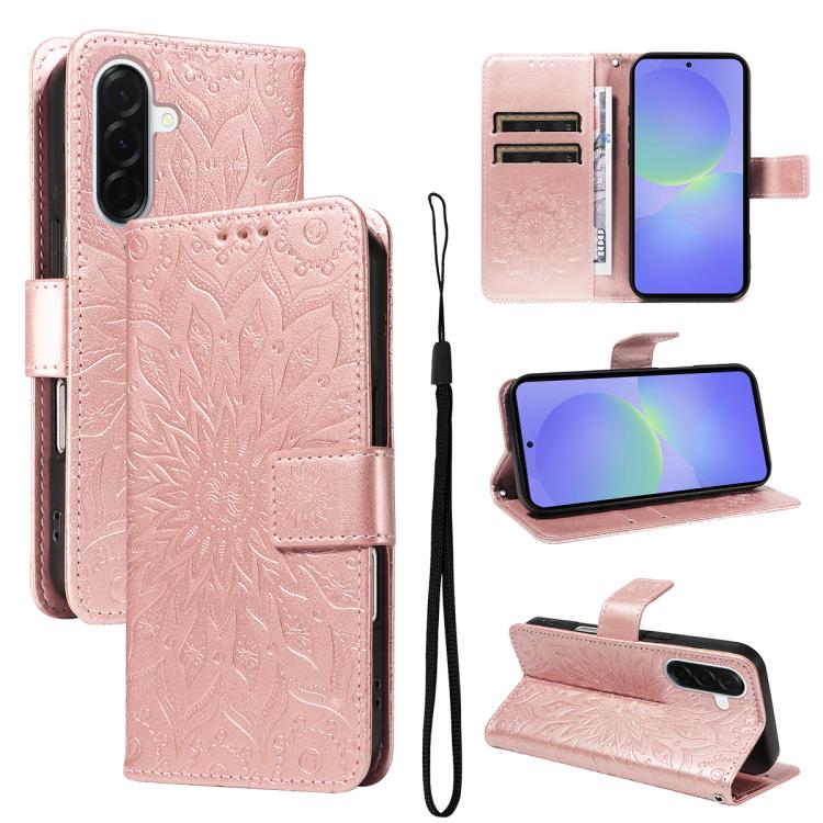 Custodia in pelle con motivo a girasole per Samsung Galaxy A57 5G, Samsung