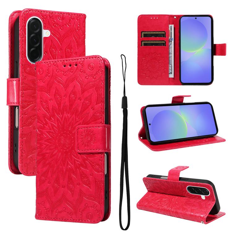Custodia in pelle con motivo a girasole per Samsung Galaxy A57 5G, Samsung