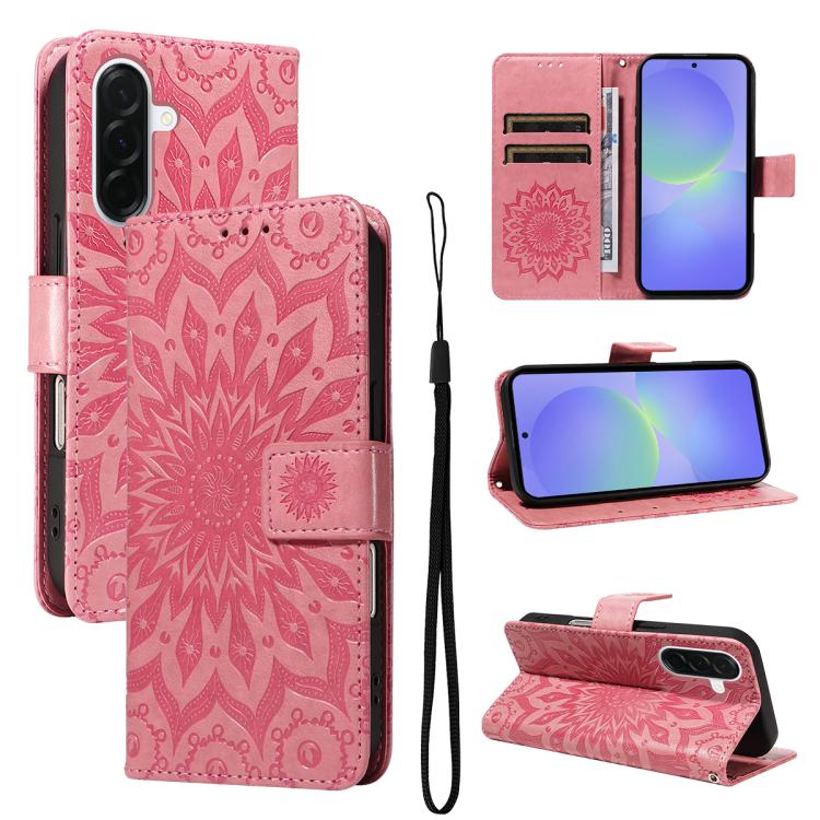 Custodia in pelle con motivo a girasole per Samsung Galaxy A57 5G, Samsung
